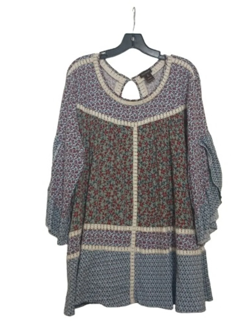 Boho Floral Patchwork Print Cottage Fairy Blouse 1X Festival Romantic - Picture 10 of 12